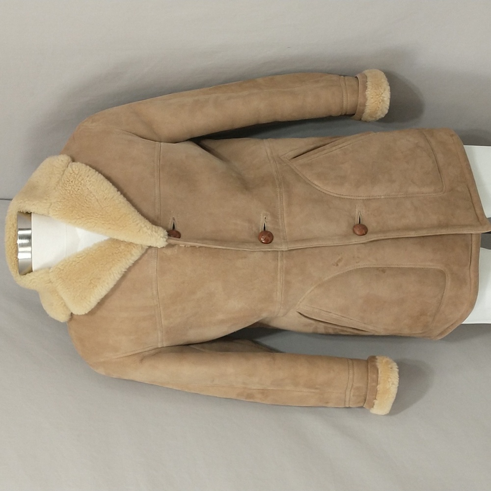 New Zealand Shearling Coat Thick Fur & Leather Jacket Sheepskin Sz38 See Measure